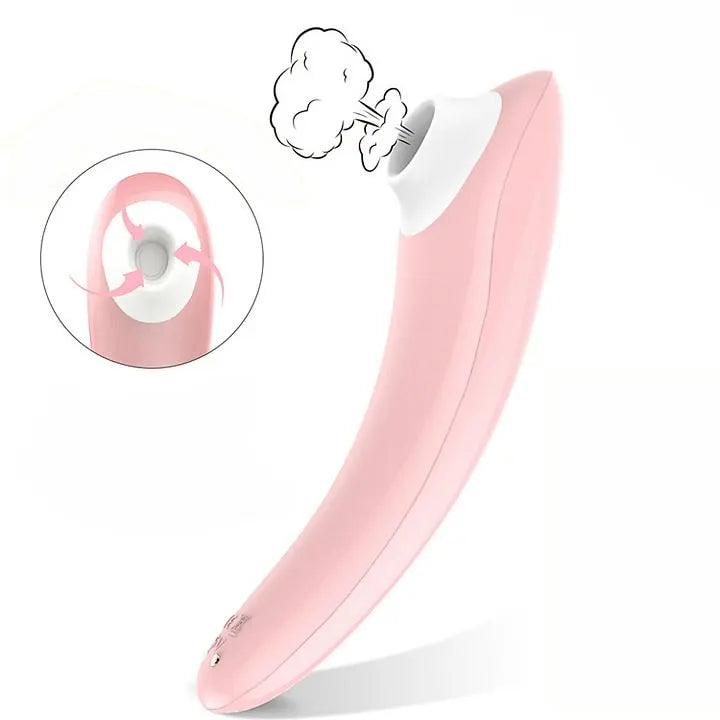 Pink Sensa illustration showing suction-style airflow at the contact opening