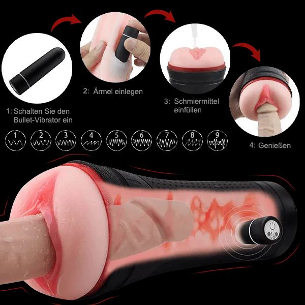 9 Vibrating & Sucting Stroker Cup 3D Realistic Blowjob Toy – product view 2
