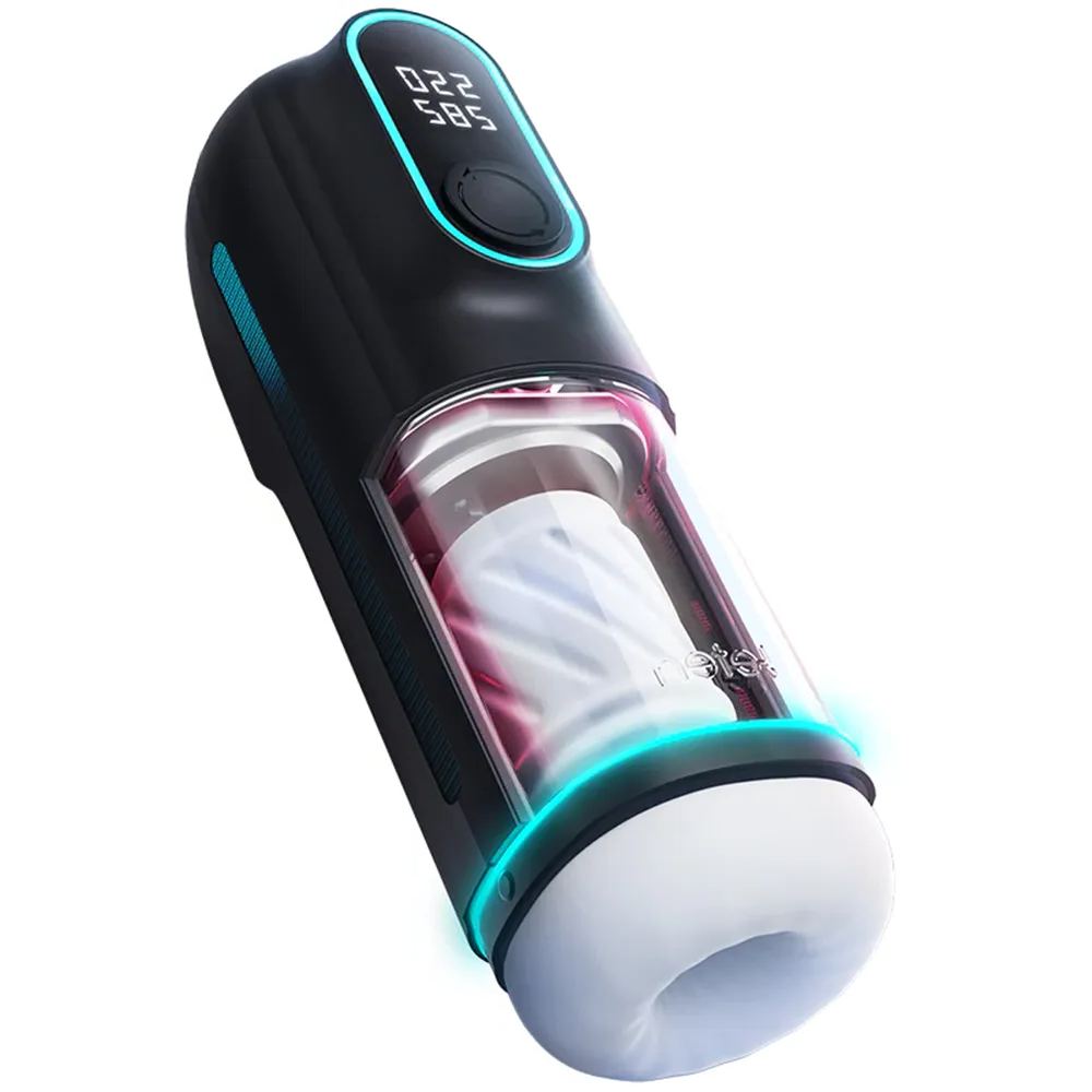 Leten – Black Hurricane Hole - 6 Modes Telescopic Suction Heating Male Stroker – product view 4