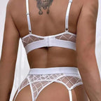 Sexy Erotic Lingerie Plaid Brief Sets Lace Bra And Panty – product view 5