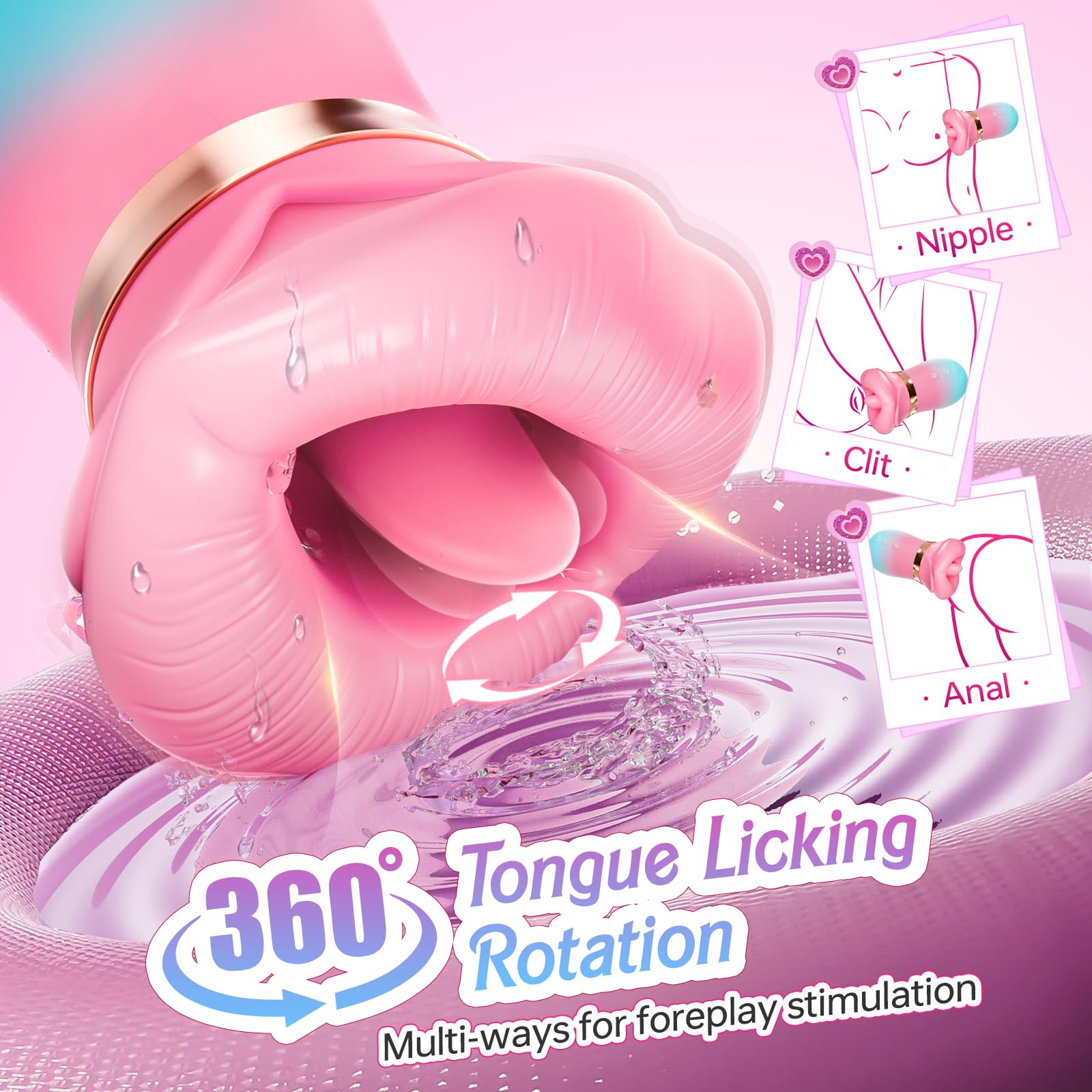KissMaster 360-degree rotating tongue design for external stimulation