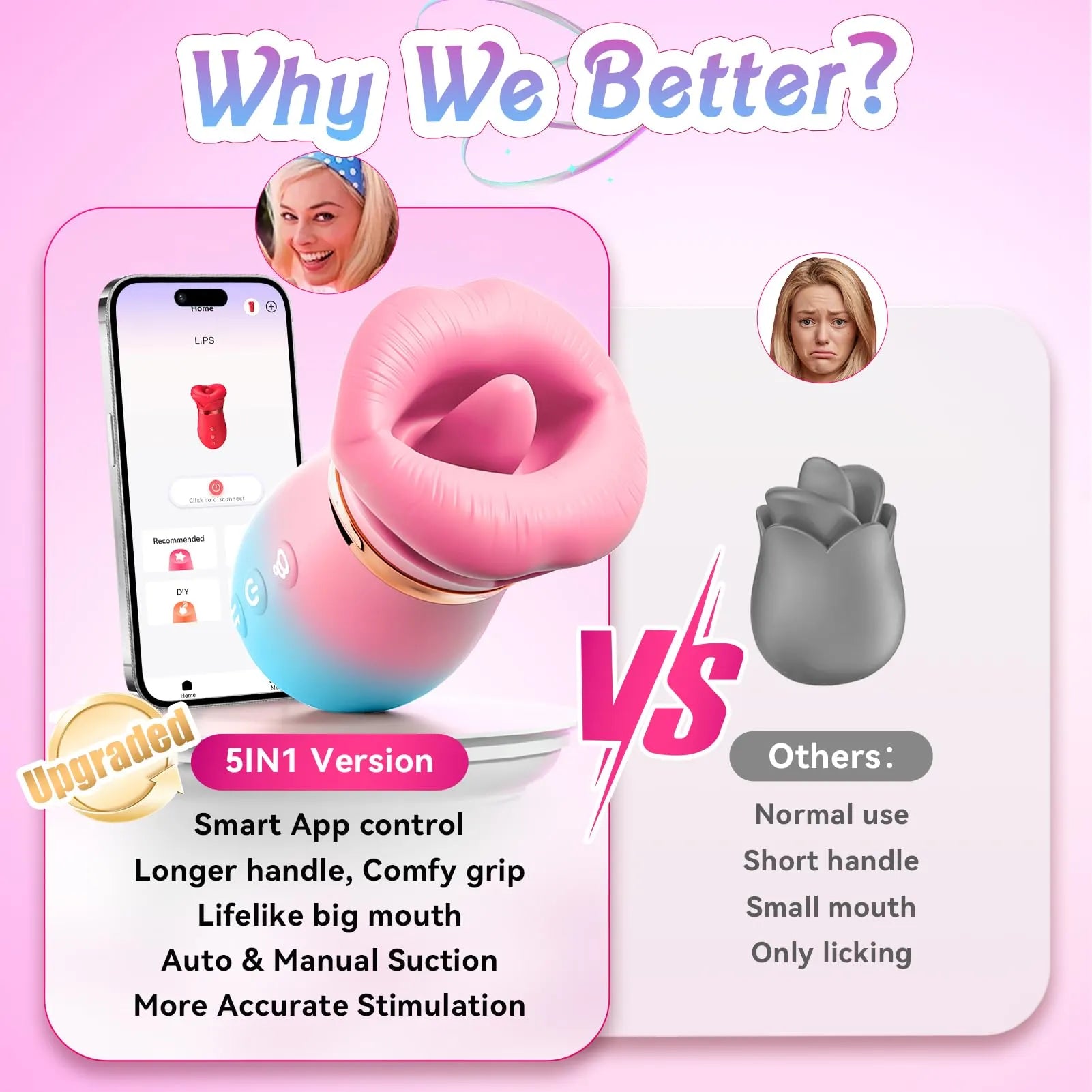 KissMaster upgraded five-in-one app-controlled suction and tongue massager