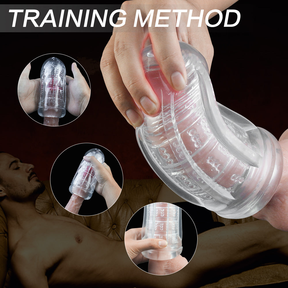 ZenGrip Manual Male Stroker Cup with Vagina Textured for Man Masturbation for Penis Stimulation Training Clear Sex Toy — product image 3