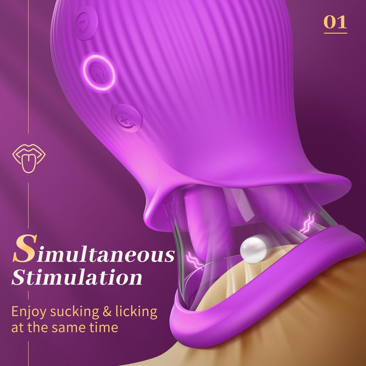 Rose Romeo - 3in1 Rose Sex Toy with 2 Suction Cups Adult Toys Female Clitoral Nipple Vibrators with 10 Licking Sucking Vibrating