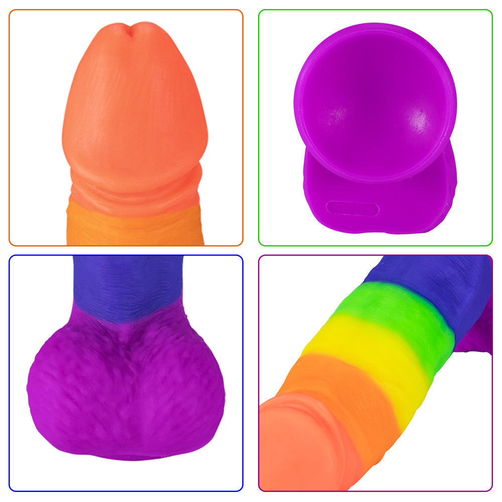 Rainbow Dildo | Silicone Suction Cups Allovers Thrusting Dildo – product view 9