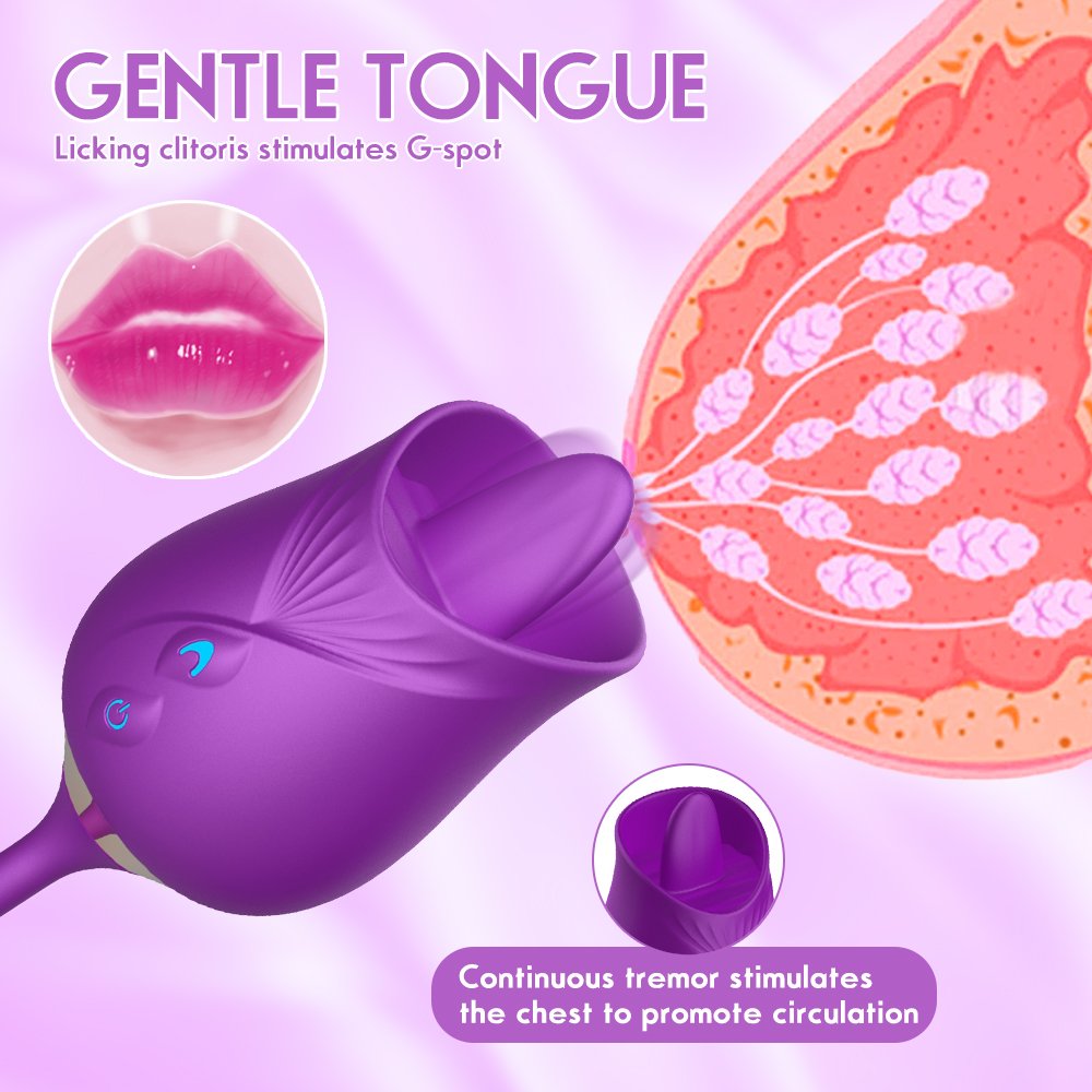 Rose Vibrator Tongue Licking Nipple Vibrator with Thrusting Vibrator – product view 10