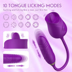 Rose Vibrator Tongue Licking Nipple Vibrator with Thrusting Vibrator – product view 8