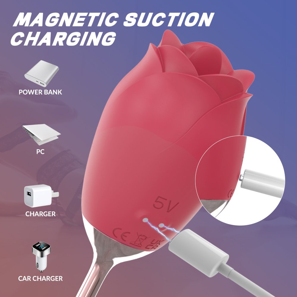 Rose Stick Vibrator Double Stimulation with Tongue Vibrator – product view 6