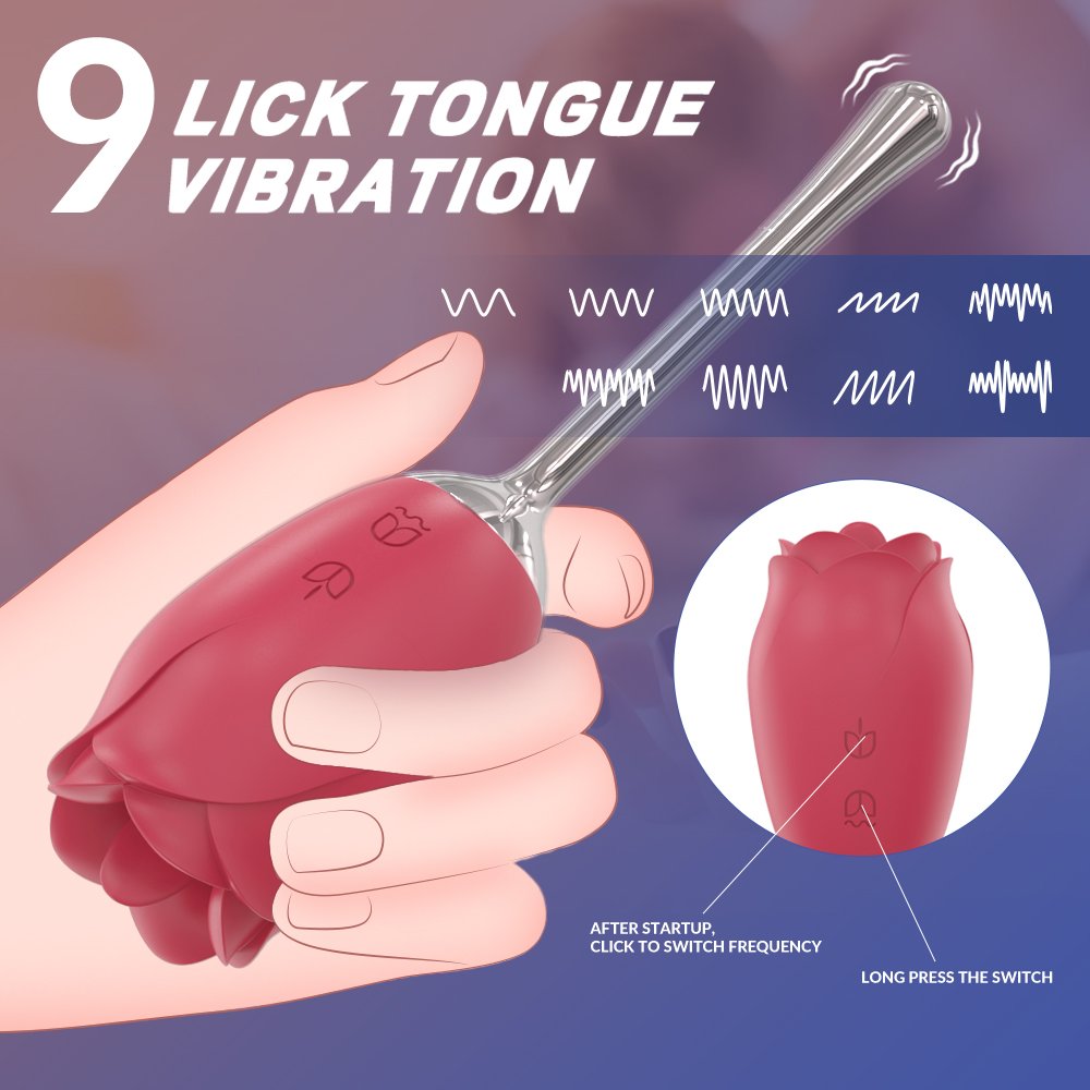 Rose Stick Vibrator Double Stimulation with Tongue Vibrator – product view 4