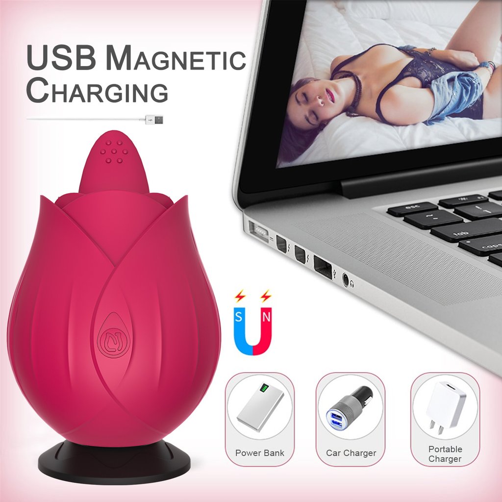 Vibrating Tongue Rose Vibrator Clitoral Stimulation Female Masturbator – product view 3
