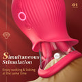 Rose Romeo - 3in1 Rose Sex Toy with 2 Suction Cups Adult Toys Female Clitoral Nipple Vibrators with 10 Licking Sucking Vibrating