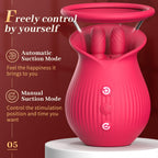 Rose Romeo - 3in1 Rose Sex Toy with 2 Suction Cups Adult Toys Female Clitoral Nipple Vibrators with 10 Licking Sucking Vibrating