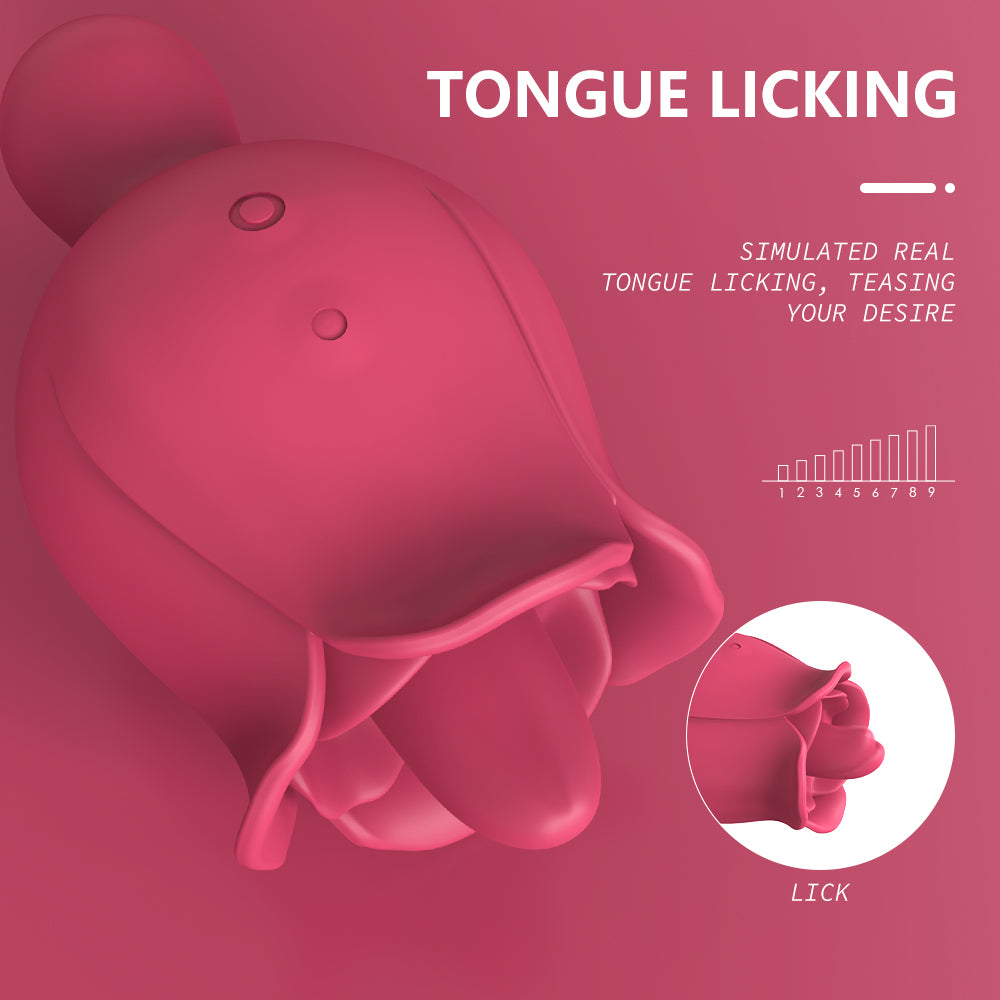 9 Frequency Rose Vibrators Vibrating Tongue Clitoris Stimulator – product view 5