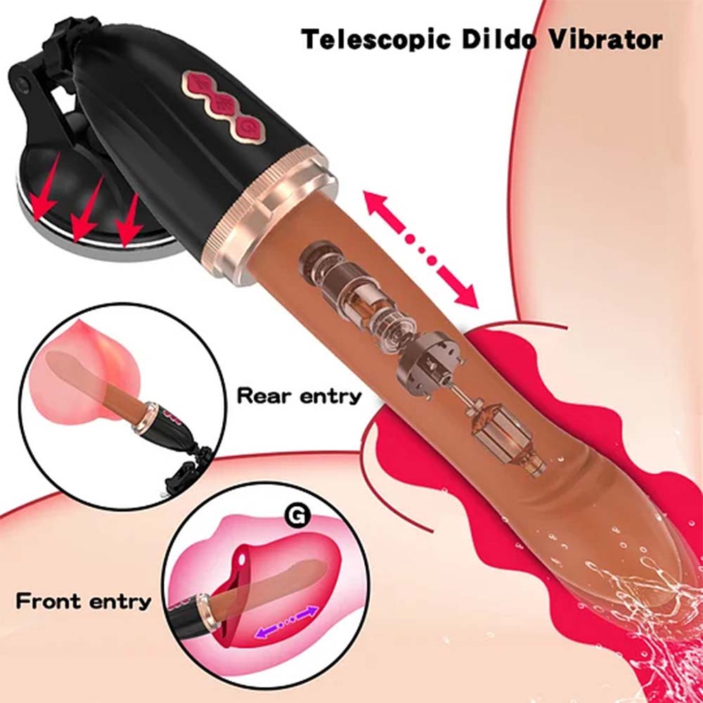 Hands-Free 2-In-1 Fully Automatic Telescopic Vibrating Dildo – product view 3