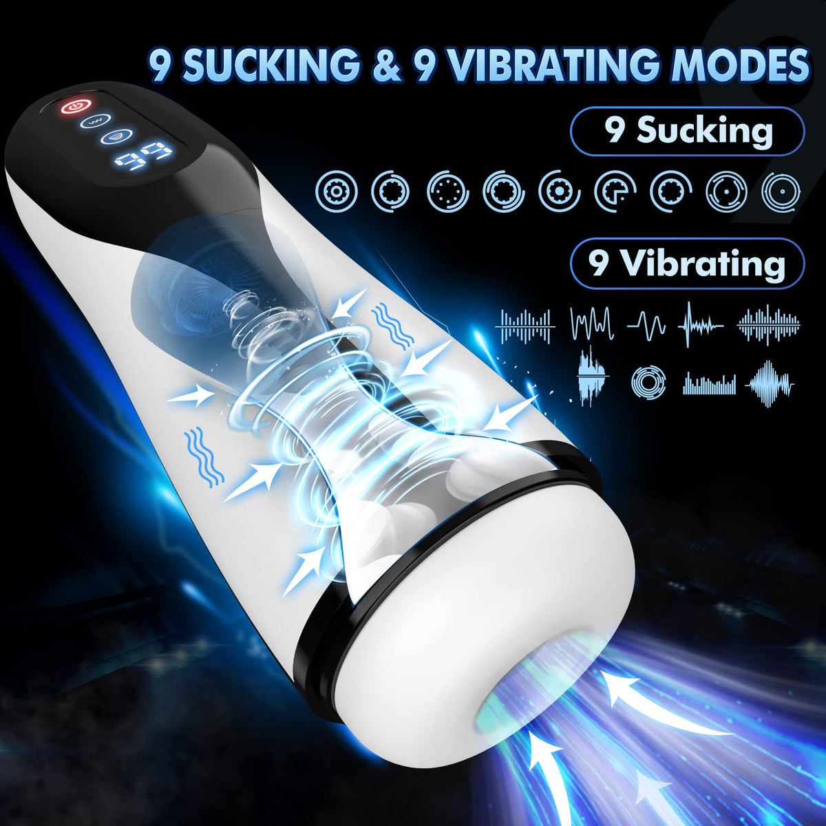 3 In 1-9 Suction & Vibration Heating Blowjob Automatic Male Stroker — product image 2